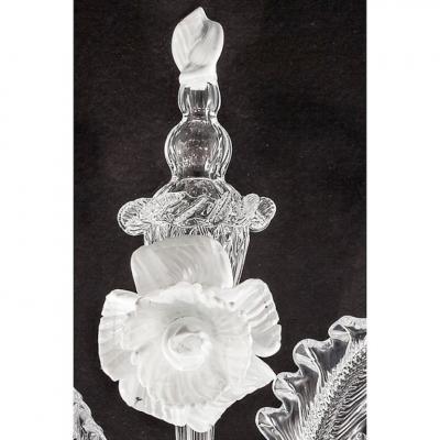 Venetian White and Transparent Floral Murano Glass Wall Sconce