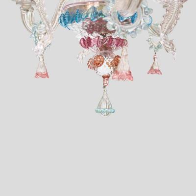 Venetian blown glass 3 arms with Multi color flower decor