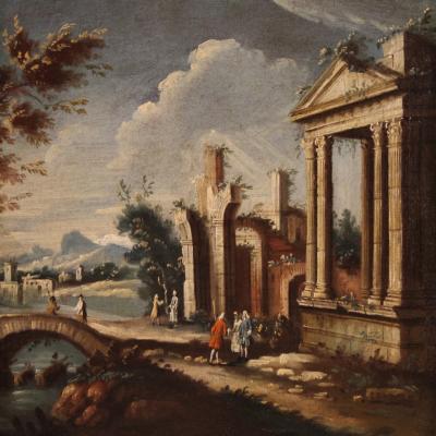 Venetian school painting of the 18th century architectural capriccio