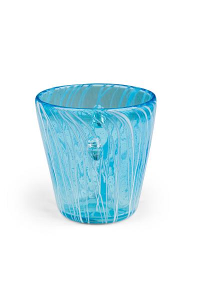 Venini Disaronno Italian Mid Century Hand Blown Blue Striped Glass Ice Bucket
