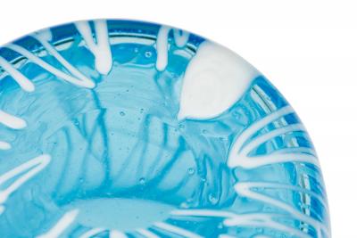 Venini Disaronno Italian Mid Century Hand Blown Blue Striped Glass Ice Bucket