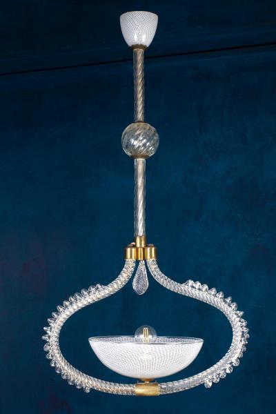 Venini Reticello Elegant Murano Glass Lanterns or Pendants 1940s
