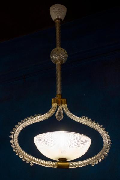 Venini Reticello Elegant Murano Glass Lanterns or Pendants 1940s
