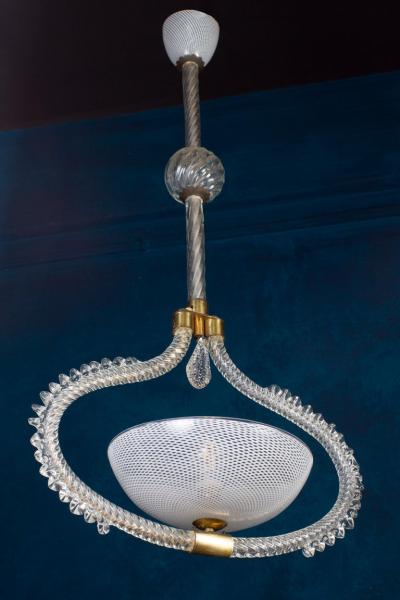 Venini Reticello Elegant Murano Glass Lanterns or Pendants 1940s