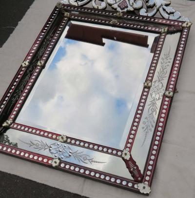 Venitien Mirror with Front Wall Style LXIV Red Color Boh me