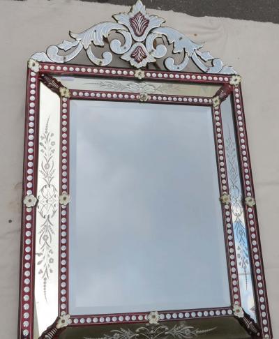 Venitien Mirror with Front Wall Style LXIV Red Color Boh me