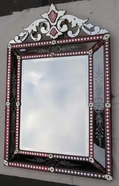 Venitien Mirror with Front Wall Style LXIV Red Color Boh me