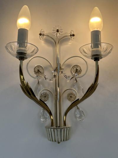 Vereinigte Werksta tten Set of Two Elegant Brass Glass Sconces by Vereinigte Werkst tten 1960s