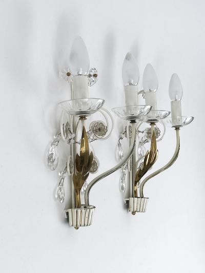 Vereinigte Werksta tten Set of Two Elegant Brass Glass Sconces by Vereinigte Werkst tten 1960s