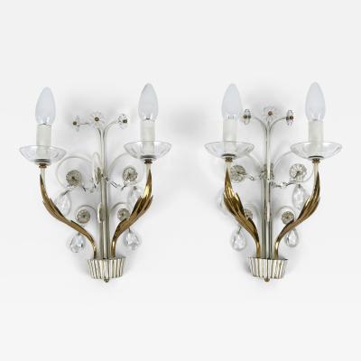 Vereinigte Werksta tten Set of Two Elegant Brass Glass Sconces by Vereinigte Werkst tten 1960s