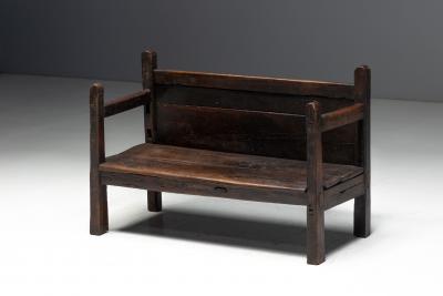 Vernacular Folk Art Wooden Bench Europe 19th Century