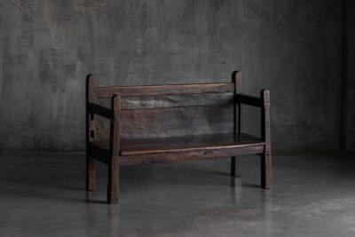 Vernacular Folk Art Wooden Bench Europe 19th Century