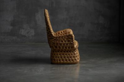 Vernacular Woven Straw Armchair France Early 20th Century