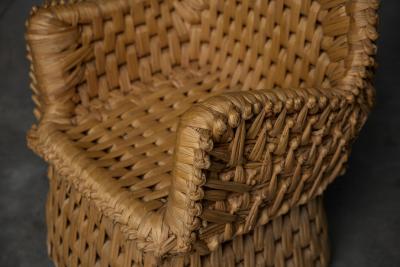 Vernacular Woven Straw Armchair France Early 20th Century
