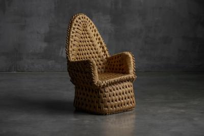 Vernacular Woven Straw Armchair France Early 20th Century