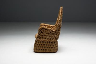 Vernacular Woven Straw Armchair France Early 20th Century