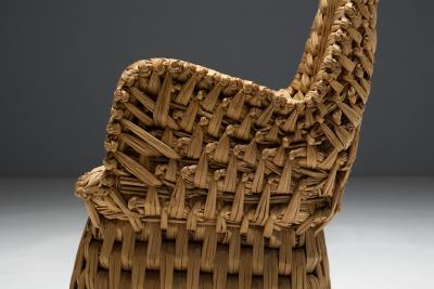 Vernacular Woven Straw Armchair France Early 20th Century
