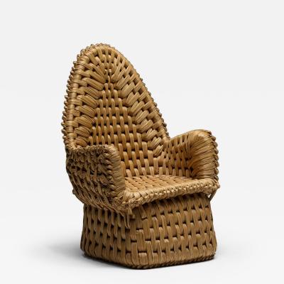 Vernacular Woven Straw Armchair France Early 20th Century
