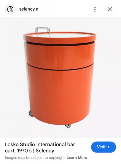 Verner Panton 1970 Rolling Bar Cart early production mfg by Lasko Studioform International