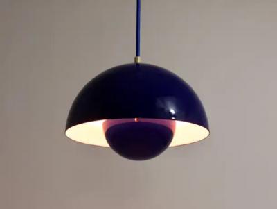 Verner Panton Blue Verner Panton Flowerpot Enameled Pendant Lamp Louis Poulsen Denmark 1969