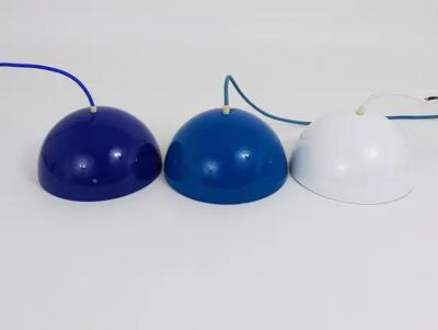 Verner Panton Blue Verner Panton Flowerpot Enameled Pendant Lamp Louis Poulsen Denmark 1969