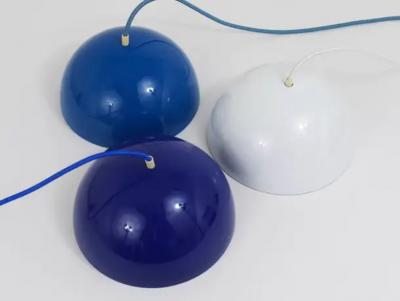 Verner Panton Blue Verner Panton Flowerpot Enameled Pendant Lamp Louis Poulsen Denmark 1969