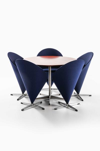 Verner Panton Danish Modern Dining Set in Fabric Rosewood Steel by Verner Panton 1958