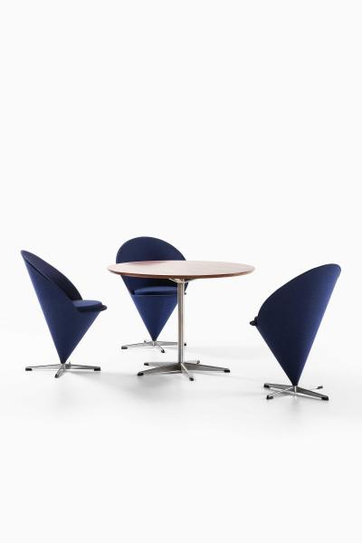 Verner Panton Danish Modern Dining Set in Fabric Rosewood Steel by Verner Panton 1958