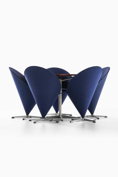 Verner Panton Danish Modern Dining Set in Fabric Rosewood Steel by Verner Panton 1958