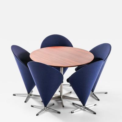 Verner Panton Danish Modern Dining Set in Fabric Rosewood Steel by Verner Panton 1958