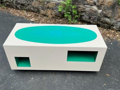 Verner Panton EXCEPTIONAL POP ART AQUA WHITE LAMINATE COFFEE TABLE