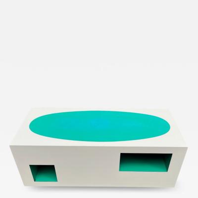 Verner Panton EXCEPTIONAL POP ART AQUA WHITE LAMINATE COFFEE TABLE