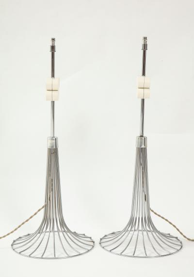 Verner Panton Pair of chrome table lamps by Verner Panton for Fritz Hansen Denmark 1960s