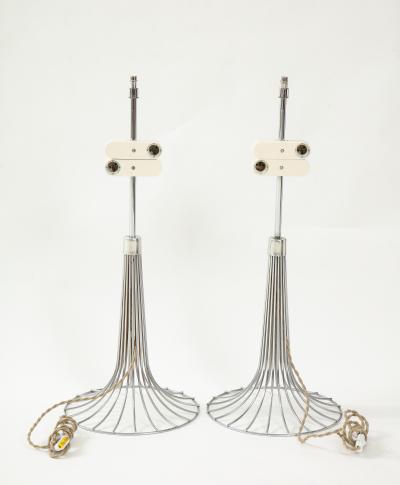 Verner Panton Pair of chrome table lamps by Verner Panton for Fritz Hansen Denmark 1960s