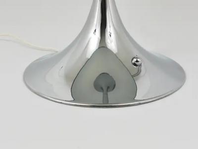 Verner Panton Rare Verner Panton Chrome Grey Shade Panthella Table Lamp