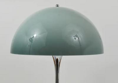 Verner Panton Rare Verner Panton Chrome Grey Shade Panthella Table Lamp