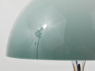 Verner Panton Rare Verner Panton Chrome Grey Shade Panthella Table Lamp