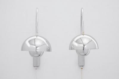 Verner Panton Sconces in Chrome from the Flower Pot Series Wall Mount 1960s