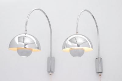 Verner Panton Sconces in Chrome from the Flower Pot Series Wall Mount 1960s