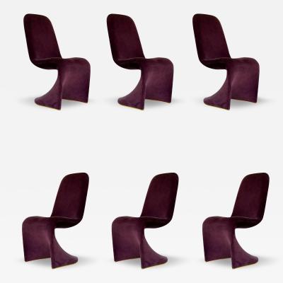 Verner Panton Set of Six Mid Century Modern Sculptural Brass Dining Chairs After Verner Panton