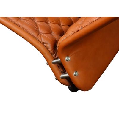 Verner Panton Verner Panton Chic Tufted Brown Leather Chaise 1970s