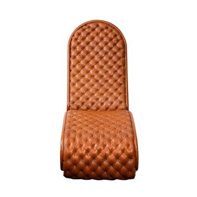 Verner Panton Verner Panton Chic Tufted Brown Leather Chaise 1970s