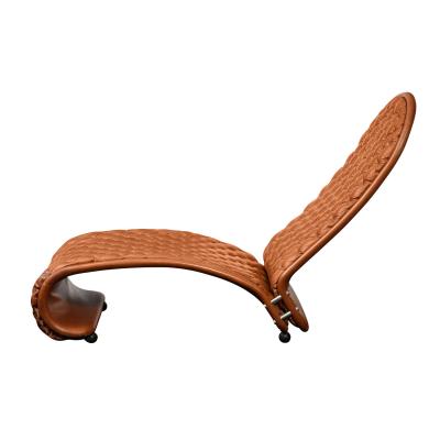 Verner Panton Verner Panton Chic Tufted Brown Leather Chaise 1970s