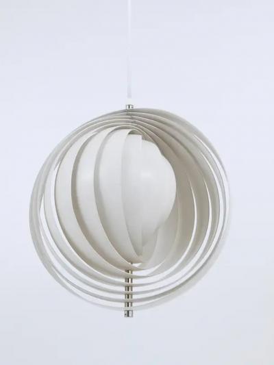 Verner Panton Verner Panton White Moon Lamp Visor Lamp Op Art Louis Poulsen Denmark 1960s