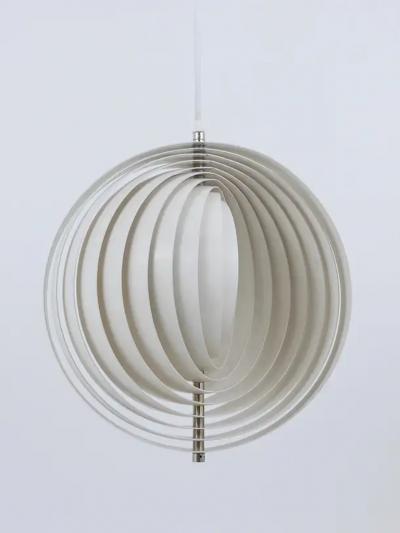 Verner Panton Verner Panton White Moon Lamp Visor Lamp Op Art Louis Poulsen Denmark 1960s
