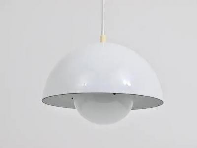 Verner Panton White Verner Panton Flowerpot Pendant Lamp Louis Poulsen Denmark 1969