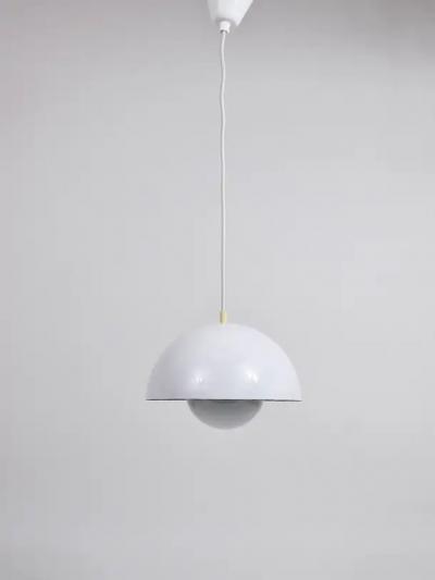 Verner Panton White Verner Panton Flowerpot Pendant Lamp Louis Poulsen Denmark 1969