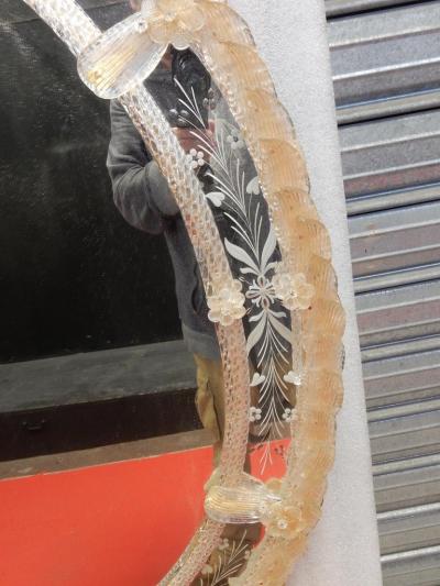 Veronese 1970 80 Mirror Murano V ron se Cristal and Gold Inclusion