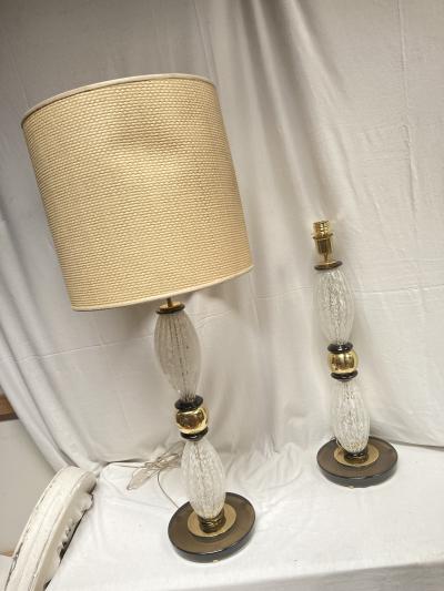 Veronese 1970s tall Murano glass lamps attributed to Paolo Veron se