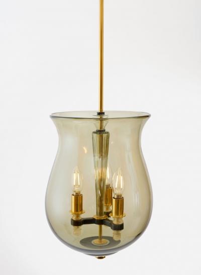 Veronese Murano Blown Glass Urn Shaped Three Light Pendant France 1950s